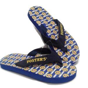 Fosters Medium 9-10 Logo Blue Flip Flops Rubber Sole Summer Footwear Men NEW
